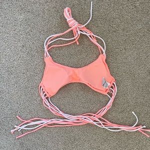 Forever 21 Pastel Pink White Caged Strappy Bikini Set S